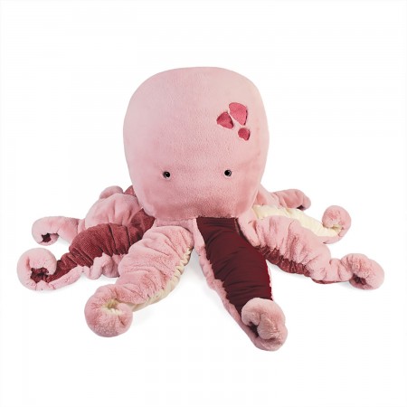 peluche pieuvre géante avec tentacules rose et bordeaux pour bébé Histoire d'Ours