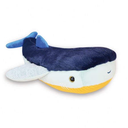 peluche requin bleu marine bleu clair et jaune moutarde pour bébé histoire d'ours