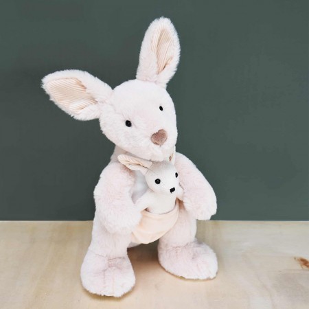 peluche kangourou avec bebe beige clair grandes oreilles histoire d'ours