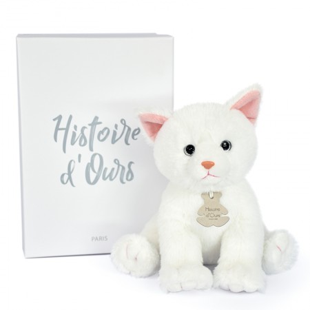 peluche chat blanc assis